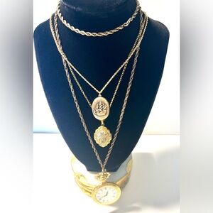 VTG FANTASTIC BULOVA GOLD POCKET WATCH UNISEX AS IS, 2 LOCKETS One PERFUME